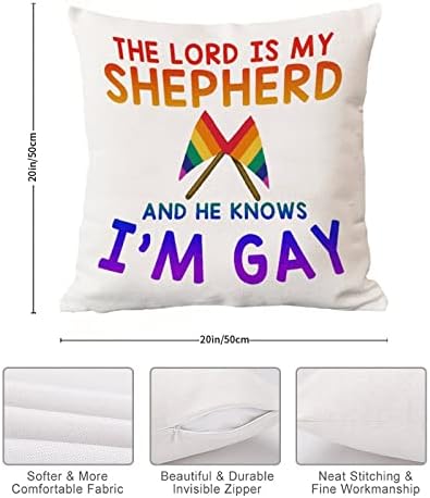 Tiro de travesseiro de arremesso O Senhor é meu pastor e ele sabe que eu sou um travesseiro gay da caixa de travesseiro lgbtq gay lésbica