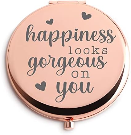 Presentes inspiradores para mulheres felicidade está linda em seu espelho compacto rosa colegas de ouro rosa amigo chefe senhora