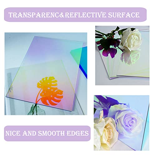Folhas de acrílico coloridas de 4 lençóis iridescentes de acrílico quase 1/8 folha de plástico translúcida para artesanato,