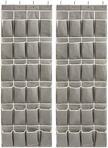 EZARE PACK de 4 pequenos cestas de malha de tecido de plástico cinza + sobre a porta penduradas 24 bolsos grandes para casa,