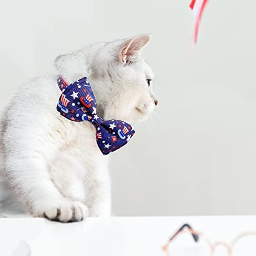 4 de julho Gato de gato de gato colarinho, gatinho gatinho chapéu americano Estrelas da independência colar do Dia da Independência