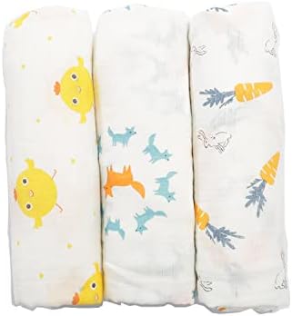 V-Coool 3 Pack Baby Swaddle Cobertors, Cobertores de abastecimento de bebê de algodão macio neutro de bambu para meninos