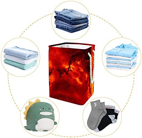 Galáxias Red Laundry Basket Storage Sacos embutidos de forro com suportes destacáveis ​​cesto de roupa dobrável para