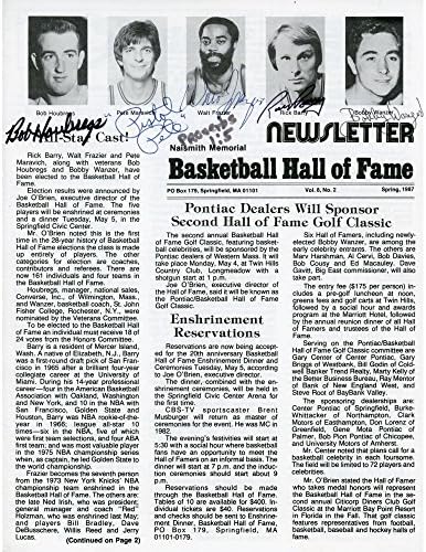 NBA All Stars Carta de notícias autografada vintage com várias assinaturas - PSA - Revistas Autografadas da NBA