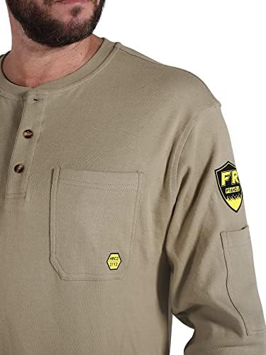Ptahdus FR camisetas para homens, 5,5 onças/7,1 onças resistentes a mangas compridas Henley camisas, roupas de trabalho