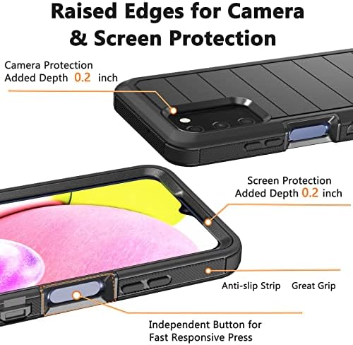 Taednomzn para o caso Samsung Galaxy A03S, Case Samsung A03S com [coldre de clipe de cinto] [Protetor de tela] Militar de grau