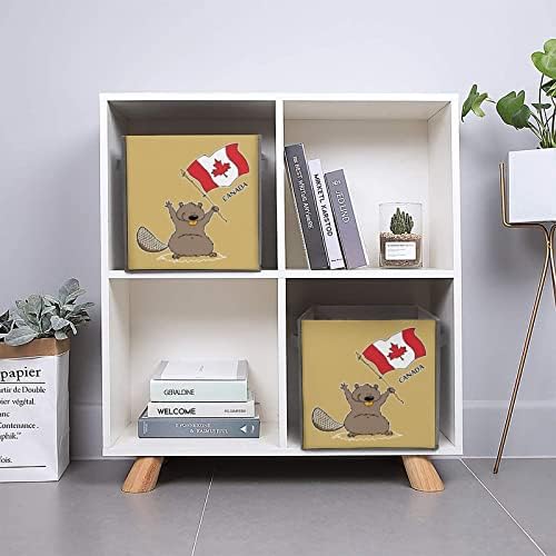 I Love Canada Marmot Collapsible Storage Bin Cubos Organizer dobrável Caixa com alças
