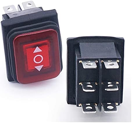 Modband 2pcs impermeabilizante interruptor momentâneo de 6 pinos （ON） OFF （ON） 3 Posição Red Lighted 250V/16A 125V/20A