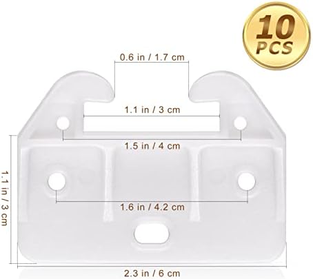 Guia de faixa de gaveta plástica branca do Doitool, peças de deslizamento de gaveta de gabinete de plástico de 10pc, guias de