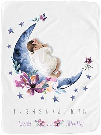 Buttzo Baby Moon Montal Milestone Cobertor para menino menino/grandes cobertores de bebê para meninas e meninos fotografia