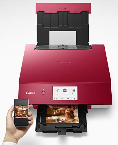 Canon TS8220 sem fio tudo em uma impressora fotográfica com scannier e copiadora, impressão móvel, vermelha, trabalha