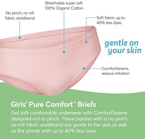 Roupa íntima das meninas da Hanes Ultimate, calcinha de algodão orgânica de conforto puro, cuecas e descolados, 8-pacote