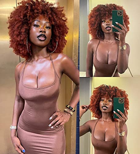 CABELOS CC 14 polegadas perucas afro encaracoladas para mulheres negras curtas perucas curtas com franja preta a cobre afro cabelos