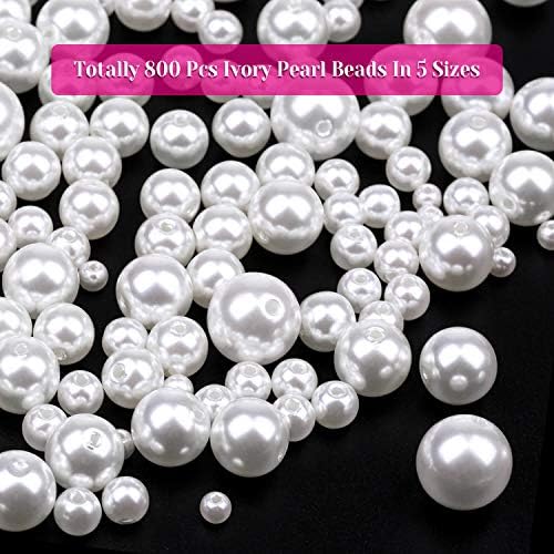 Pérolas de Pearl, Anezus 800pcs Ivory Pearl Craft Beads Loose Pearls para fabricação de jóias, artesanato, decoração e preenchimento