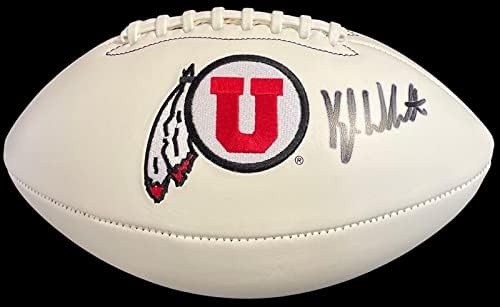 Kyle Whittingham contratou Utah Utes White Panel em tamanho grande futebol JSA COA - Bolsas de futebol autografadas