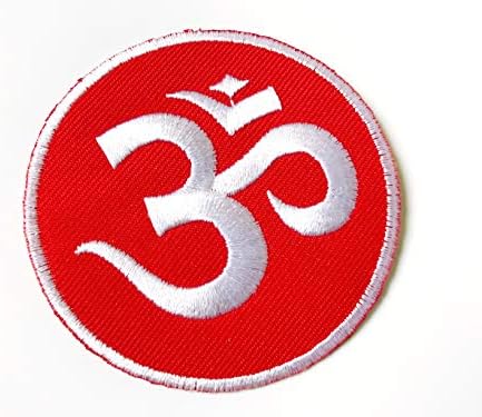 Aum om ohm hindu hindi hinduísmo yoga Red figurino de figurino Apliques de símbolo de símbolo costurar em ferro no patch