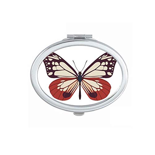 Amostra de borboleta em espelho rosa pálido e espelho vermelho portátil maquiagem de mão dupla lateral de óculos laterais