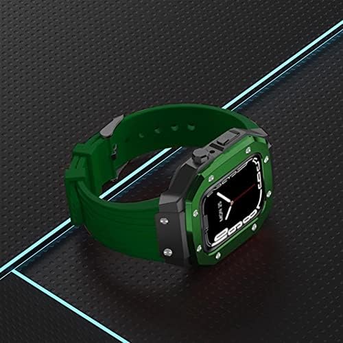 Bholsa para Apple Watch Band Series 7 45mm Man Lhloy Watch Case de 44 mm 42mm Luxury Metal Metal Rubber Stainless