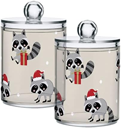 Raccoon Christmas Cotton Swab Suports Recipientes de banheiro Jarro com tampas conjunto de algodão Ball Pad Round Solder Jar para