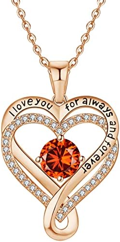 Poekio 18k colar rosa de ouro rosa para mulheres para mulheres namorada eu amo você jóias para mãe filha meninas diamante presentes
