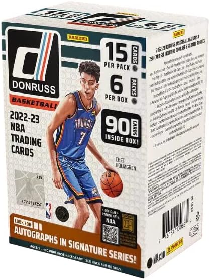2022-23 Donruss NBA Basketball Value Blaster Box - 6 pacotes - 15 cartões por pacote - 90 cartões de negociação Total