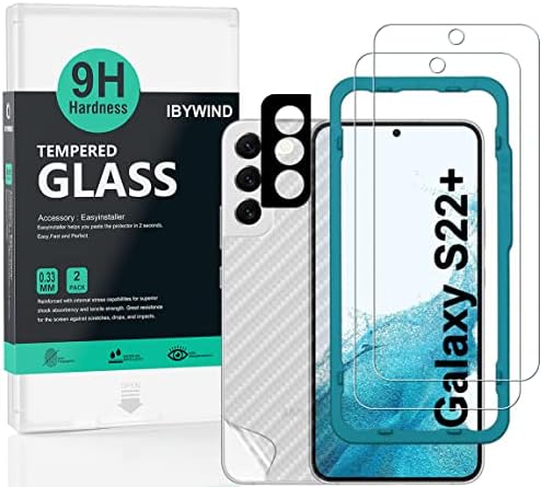 Protetor de tela IBYWIND para Samsung Galaxy S22 Plus 5G, com 2pcs de vidro temperado, protetor de lente da câmera 1pc, 1pc de filme