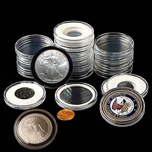 Coleção de moedas XYZSundy Supplimentos de 40 peças 46mm Capsules de moeda 8 Tamanhos proteger a junta, caixa de moedas