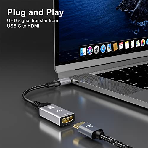 CabilableConn USB C USB3.1 para HDMI 8K 2.1 Cabo 25cm macho para fêmea 8k@30Hz 4K@120Hz UHD HDR alta velocidade 48Gbps Thunderbolt