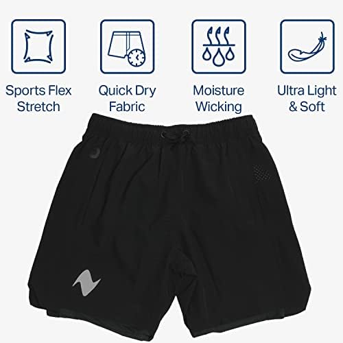 Shorts de ginástica Zilpu para homens, shorts de treino atlético masculinos leves, 2 em 1 com bolso com zíper - 5 polegadas de seleção