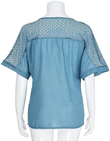 Camisetas xiaxogool de grandes dimensões para mulheres boho floral camisetas bordadas hollow out bLOPS 2023 Tops de verão