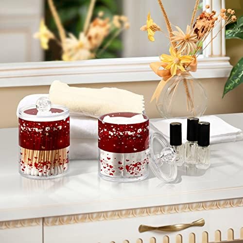 Alaza 4 Pack Qtip Dispenser Dispenser Corações Vermelhos do Dia dos Namorados Em vasilhas organizadoras de banheiro branco