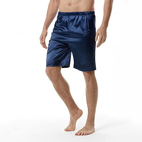 Homens shorts masculino moda de verão simples cor sólida cintura elástica shorts de seda casas de pijamas pt shorts