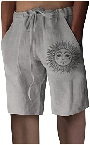 Wenkomg1 shorts de linho de algodão de verão para homens, shorts de praia respiráveis ​​leves shorts impressos de pijama pj troncos