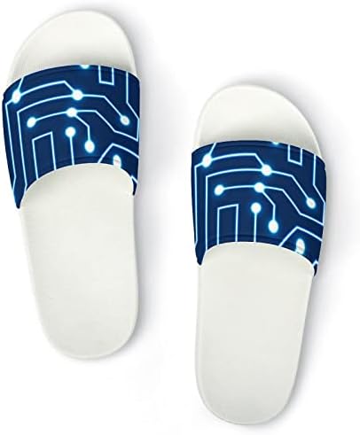 Blue Circuit Board House Sandals não deslizam chinelos de dedo do pé para massagem banho de chuveiro