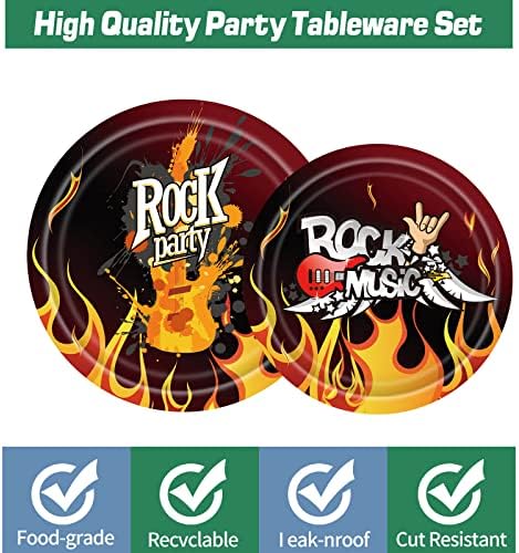 Rock and Roll Party Supplies, Rock Star Music Theme Tableware Kit, placas de rock, placas de aniversário, placas descartáveis