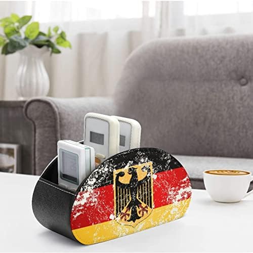 Alemanha retro Alemanha Bandeira Bandeira de couro Remote Control Ditlante Funny Caddy Storage Box Desktop Organizador com