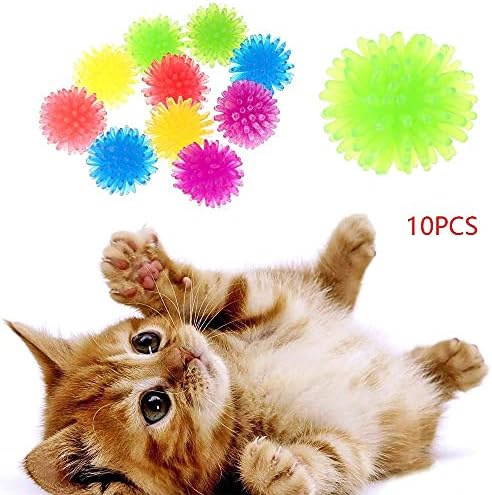 10pcs engraçados interativos brinquedos de estimação elástica bola esticada bola bola colorida colorida gato de gato de gato