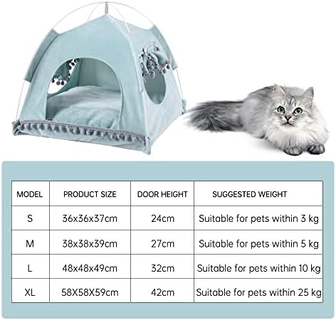 N/A Pet Ten House Cats Bed Teepee portátil com almofada espessa e macia disponível para excursão de cachorrinho