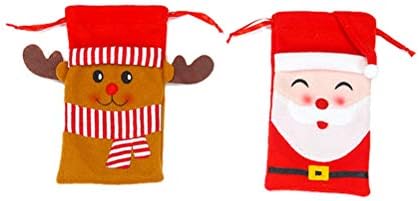 4pcs Christmas Drawstring Gift Pouch fofo Design Candy Bag bolsas de biscoitos embalagens de cordão de gola criativa Bolsa