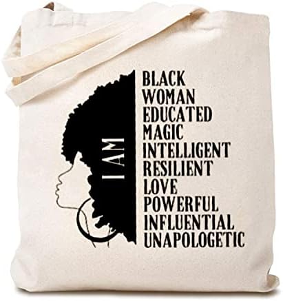 Tsiiuo feminina i'm Black Woman Educated Magic Canvas Bag