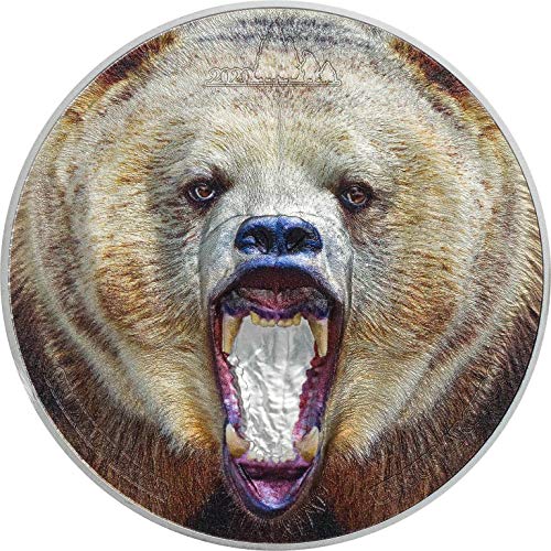 2020 De raro a vida selvagem Powercoin American Grizzly Bear 2 Oz Moeda de prata 1500 xelins Tanzânia 2020 Prova