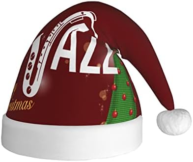 Jazz Saxofone Music Funny Adults Plexh Santa Hat chapéu de Natal para mulheres e homens chapéu de férias de natal
