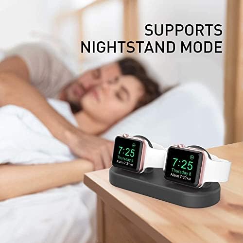 Delidigi Dual Iwatch Stand Dock Silicone Charger Stand compatível com Apple Watch Ultra SE2 Series 8 7 6 SE 5 4 3 2 1, suporta