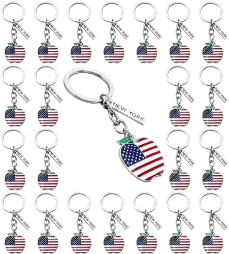 Phaeton 20pcs American Flag Keychain 4 de julho Favorias Favorias Celebration Essentials USA Flag Key Chains With New York