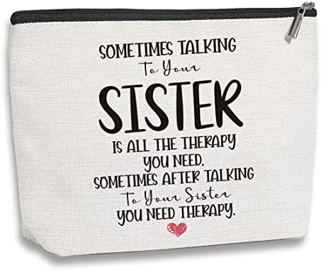 KDXPBPZ Sacos de maquiagem engraçados para mulheres, presente para irmã, citações engraçadas - às vezes conversando com sua irmã