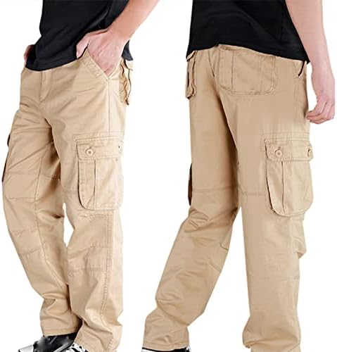Calças de carga de Baskuwish para homens calças de trabalho de ajuste relaxadas Múltiplas bolsas de bocko