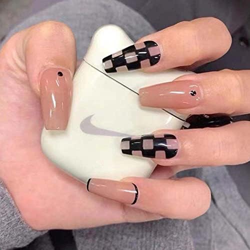 Bybycd xadreboard adesivos de unhas de moda adesivos de arte preto greatice branca manicure latta preta folhas de unhas