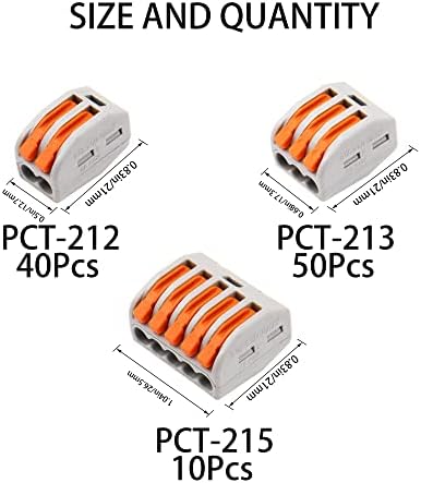 RRINA 100pcs 2/3/5 porcas de alavanca Condutores de fios Compact Conectores Compact Conectores Kit de sortimento Fast Splicing Connection