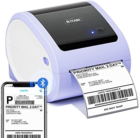 Impressora de etiqueta de remessa Bluetooth 4x6 - Impressora de etiqueta térmica sem fio para pacotes de remessa e pequenas empresas