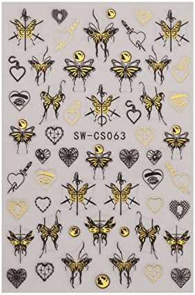 Recipiente para pregos de rua colorido Butterfly Nail Care adesivo dourando duas cores douradas e prata Love Big Butterfly Winter